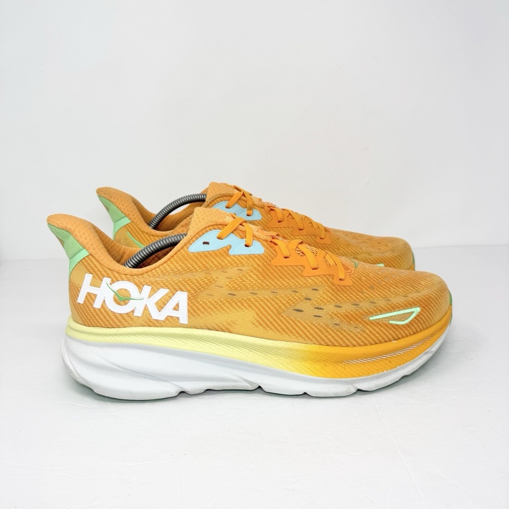 Hoka One One Clifton 9 Men's Running Shoes Size 12 D Orange - Picture 2 of 15